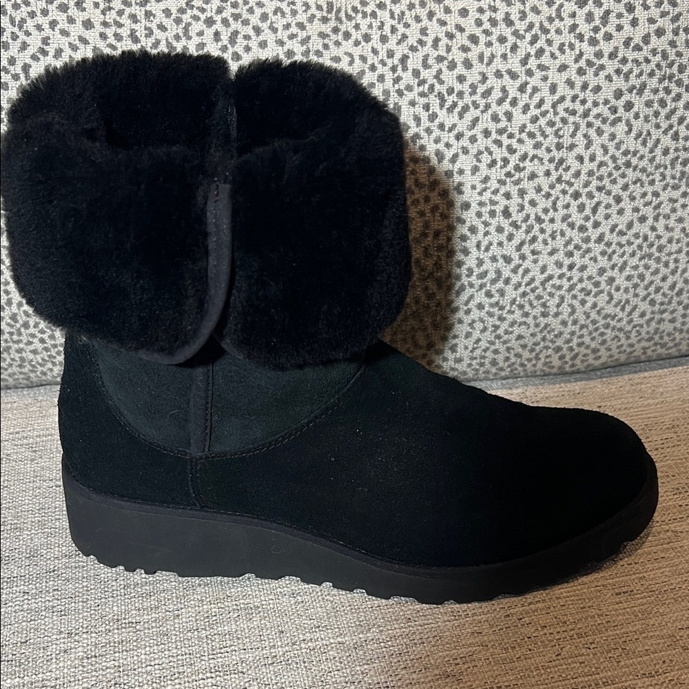 Women's Black Fur-Lined UGG Boots Ladies 9.5. SH169 - Picture 6 of 9